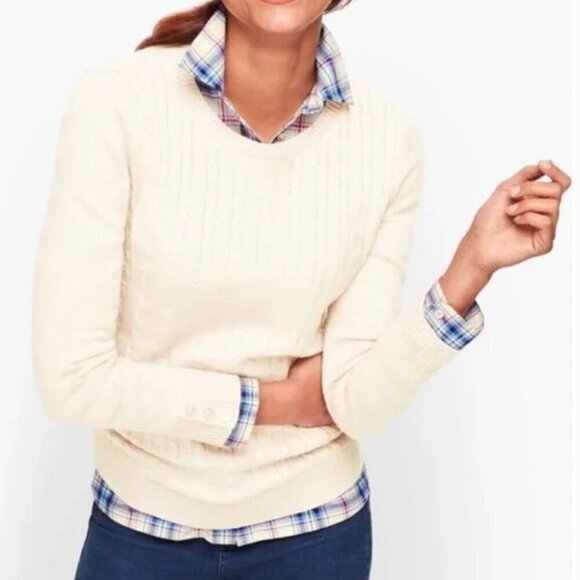 Talbots Cream Cable Knit Lambswool Sweater 3Xp Preppy Old Money Equestrian - Picture 2 of 16